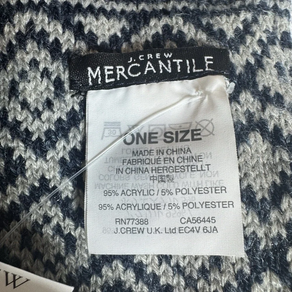 NWT J Crew Scarf Double Layer Navy Blue Fair Isle Classic Core Capsule Wardrobe